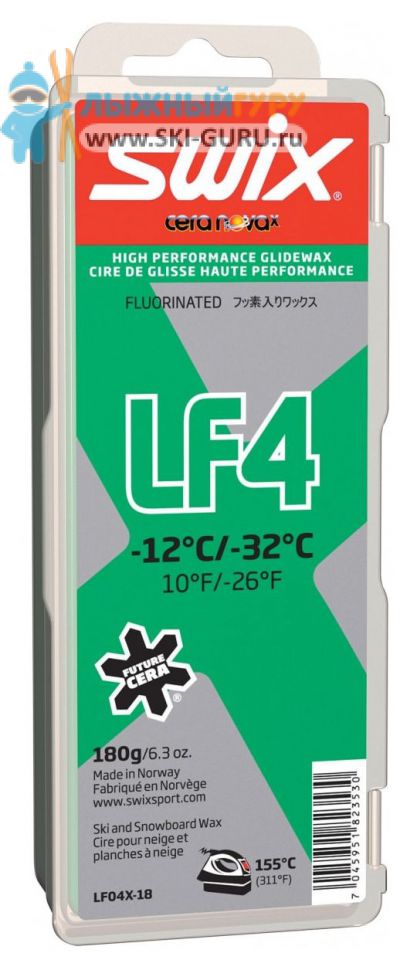 Парафин SWIX LF4X зеленый 180 грамм