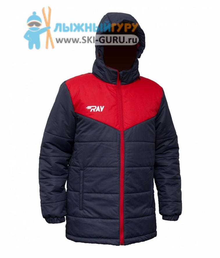 Куртка утеплённая RAY, модель Экип (Kid), цвет темно-синий/красный, размер 34 (рост 128-134 см)