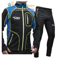 Лыжный костюм RAY, модель Star (Unisex), цвет черный/синий желтый шов размер 46 (S)