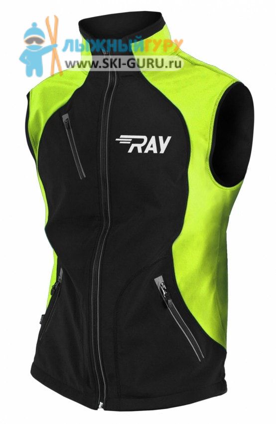 Жилет разминочный RAY, модель Star (Unisex), цвет черный/желтый желтый шов размер 50 (L)