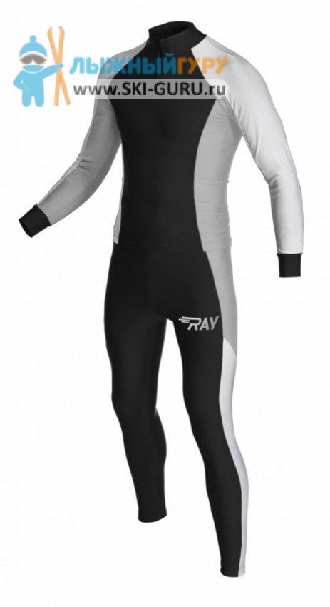 Лыжный гоночный комбинезон RAY, модель Race (Unisex), цвет черный/белый/серый размер 44 (XS)