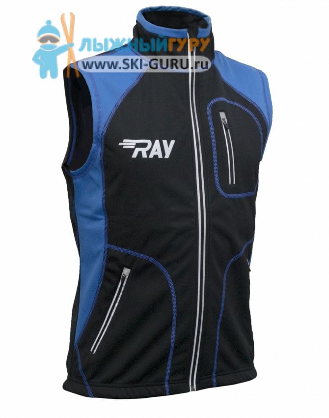 Жилет разминочный RAY, модель Star (Unisex), цвет черный/синий синий шов размер 54 (XXL)