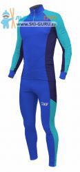 Лыжный гоночный комбинезон RAY, модель Race (Unisex), цвет синий/бирюзовый/темно-синий, размер 46 (S)