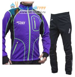 Лыжный костюм RAY, модель Star (Unisex), цвет фиолетовый/черный/желтый (штаны с кантом) размер 46 (S)