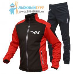 Лыжный разминочный костюм RAY, модель Race (Unisex), цвет черный/красный размер 48 (M)