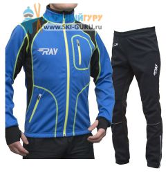 Лыжный костюм RAY, модель Star (Unisex), цвет синий/черный/желтый (штаны с кантом) размер 46 (S)