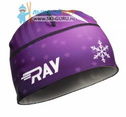 Лыжная шапка RAY, термобифлекс, цвет фиолетовый/белый, рисунок Снежинка, размер M