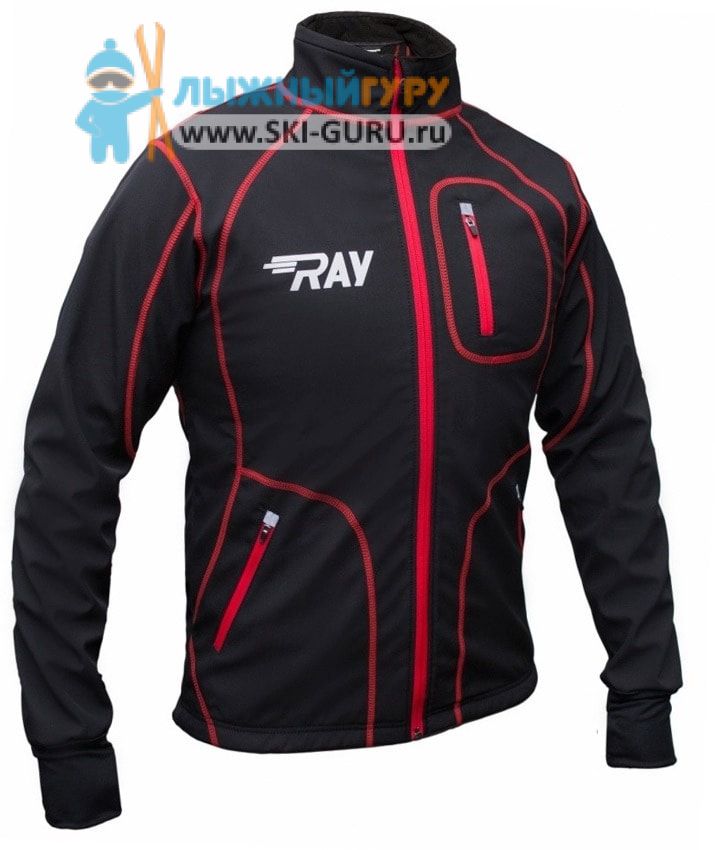 Куртка разминочная RAY, модель Star (Unisex), цвет черный/красный размер 54 (XXL)