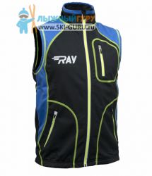 Жилет разминочный RAY, модель Star (Unisex), цвет черный/синий желтый шов размер 48 (M)
