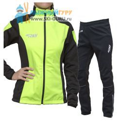 Лыжный костюм RAY, модель Pro Race (Woman), цвет салатовый/черный (штаны с кантом), размер 46 (M)