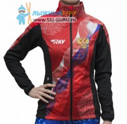 Куртка разминочная RAY, модель Pro Race принт (Woman), красный флаг РФ, размер 48 (L)