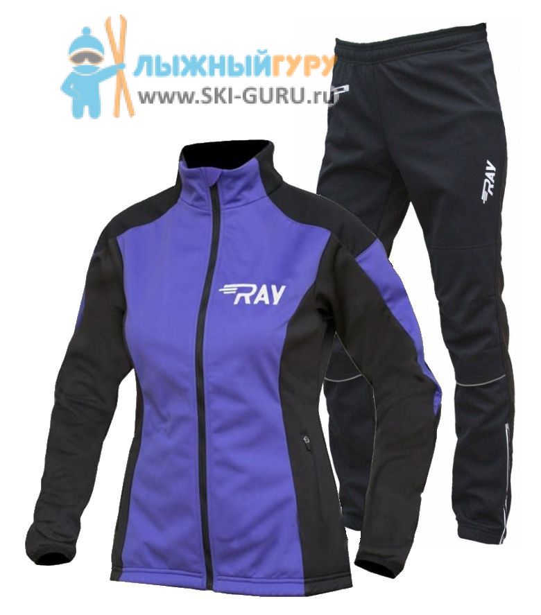 Лыжный разминочный костюм RAY, модель Pro Race (Girl), цвет фиолетовый/черный, размер 40 (рост 146-152 см)