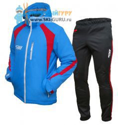 Теплый лыжный костюм RAY, Патриот (Unisex), цвет синий/красный (штаны с красными вставками) размер 46 (S)