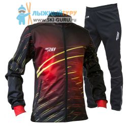 Лыжный костюм RAY, модель Casual принт (Kid), рисунок ЛУЧ (штаны с кантом), размер 34 (рост 128-134 см)