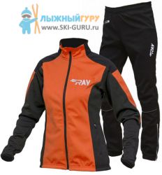 Лыжный разминочный костюм RAY, модель Pro Race (Girl), цвет оранжевый/черный, размер 38 (рост 140-146 см)